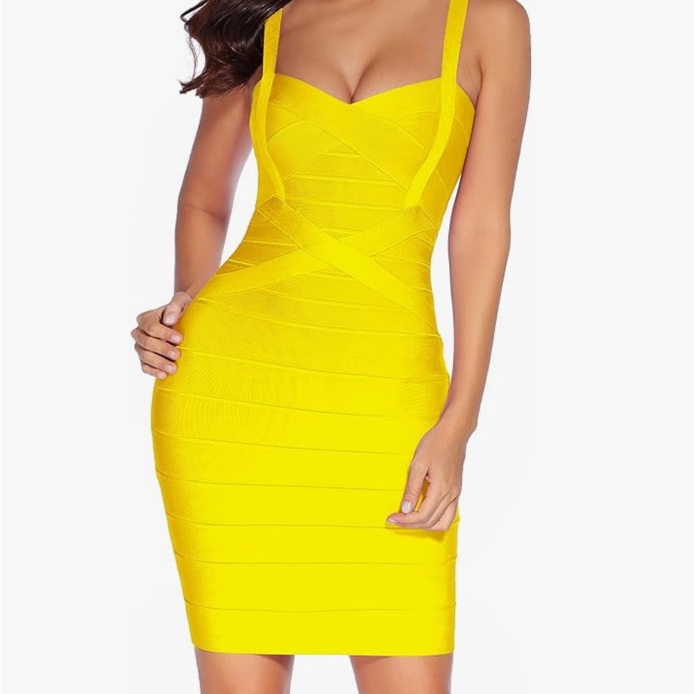 Yellow Bandage Bodycon Cocktail Dress
